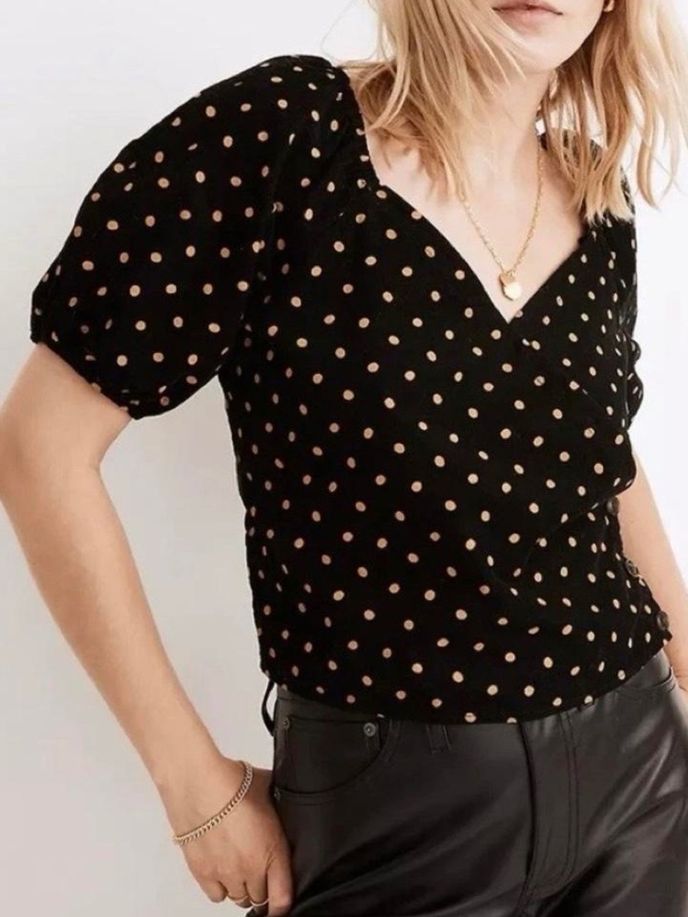 Madewell Polka Dot Wrap Top